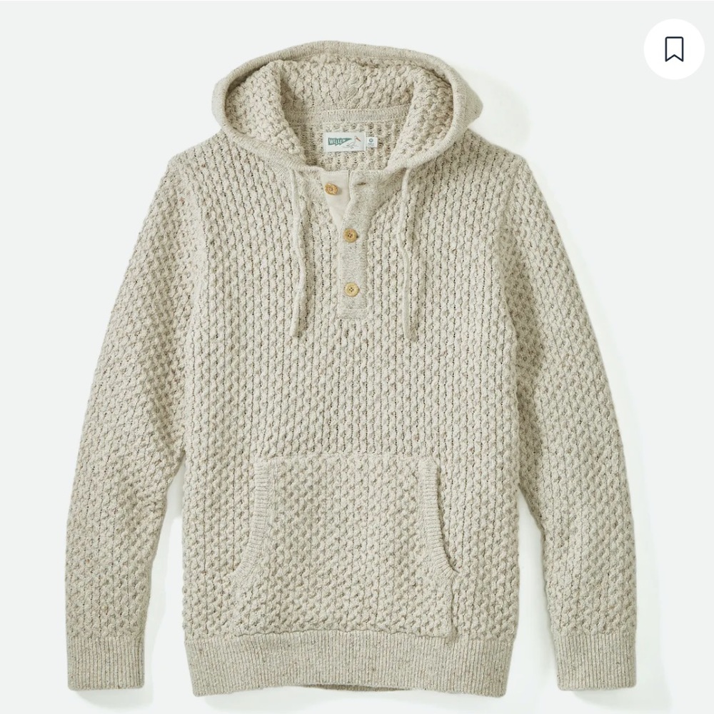 WELLEN
Recycled Cotton Headlands Poncho Sweater
 in Heather Bone Size Large